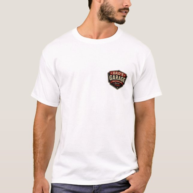 Camiseta de Mecânico da Garagem do Papai Construíd (Frente)