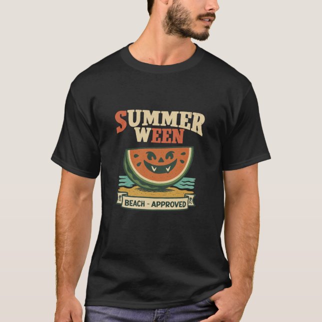 Camiseta de melancia Summerween Terror aprovada pe (Frente)