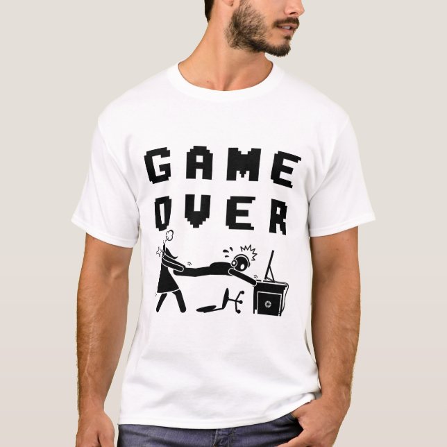Camiseta de Meme de Jogos da Vida de Gamer Engraça (Frente)