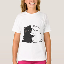 Camiseta de Menina Adolescente Gatos Abraçando Fof