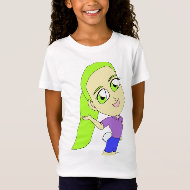 Camiseta de menina chibi com cauda de coelho (Frente)