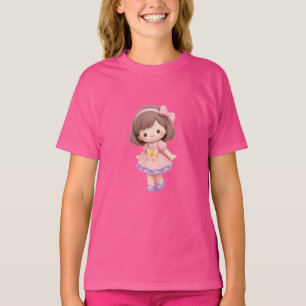 Camiseta de Menina Chibi Fofa para Meninas