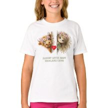 Camiseta de Menina Curiosa e Vaca Bebê das Terras