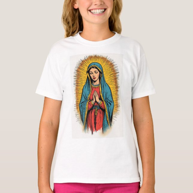 Camiseta de Menina da Virgem Maria Retro (Frente)