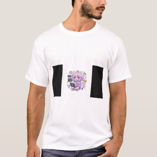 Camiseta de Menina Programadora de Anime Kawaii |