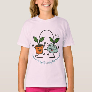 Camiseta de Meninas Amigas Plantas Fofas Dia Espec