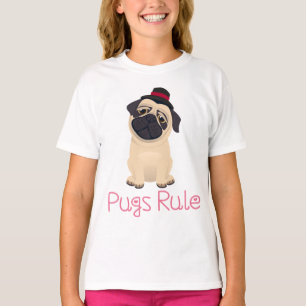 Camiseta de Meninas Cartoon Cachorro Pug Amor