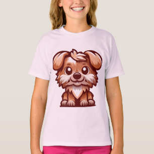Camiseta de Meninas Cartoon de Cachorrinho Fofo