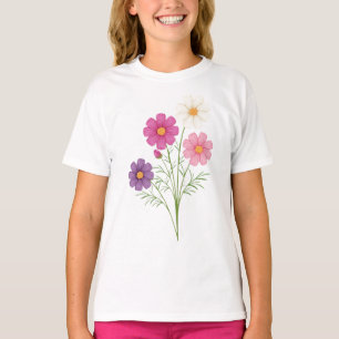 Camiseta de Meninas com Buquê de Flores Silvestres
