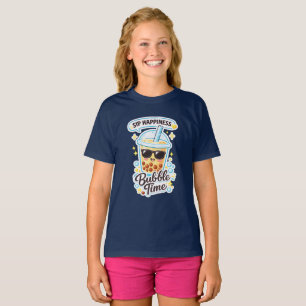 Camiseta de Meninas de Bubble Tea Fofo Design Boba