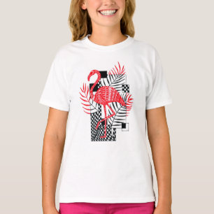 Camiseta de Meninas Fofo Impressão de Flamingo Ver