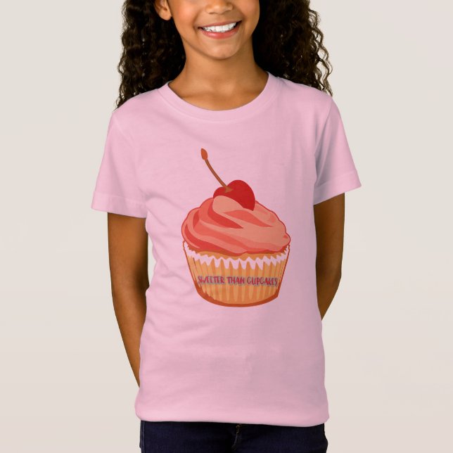 Camiseta de Meninas Rosa Mais Bonitas Do Que Cupca (Frente)