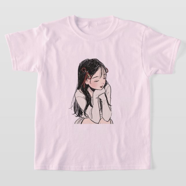 Camiseta de Meninas Rosa Suave - Casual e Confortá (Postura )