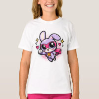 Camiseta de Meninas Super-Heroínas Coelhinhas Fofa