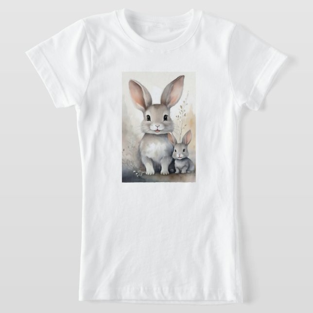 Camiseta de moça com coelhos bonitos (Postura )