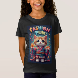 🐱 Camiseta de Moda de Gato Kimono Floral Presente