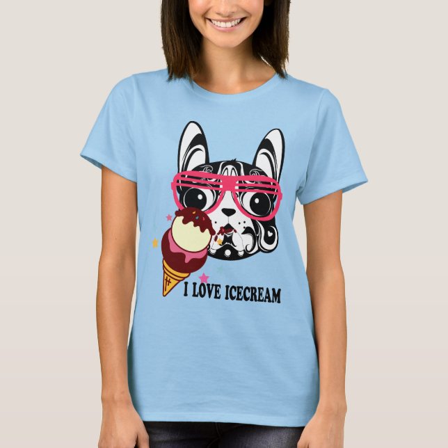 camiseta de moda de icecream de cão de cão (Frente)
