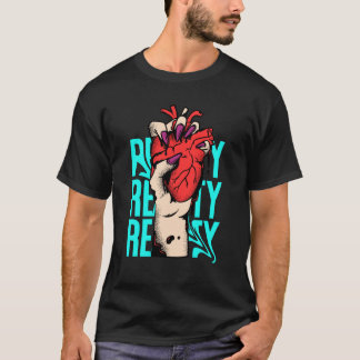 Camiseta de Moda Urbana com Coração Vermelho e Azu