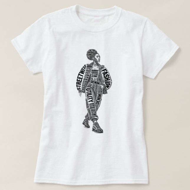 Camiseta de Modelo de Moda de Pista (Frente do Design)