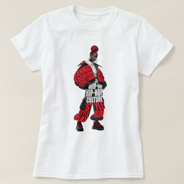 Camiseta de Modelo de Moda de Pista (Frente do Design)