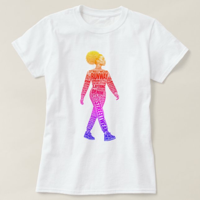 Camiseta de Modelo de Moda de Pista (Frente do Design)