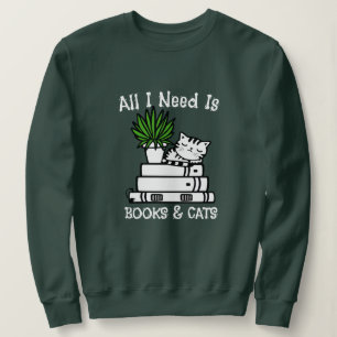 Camiseta de Moletom Amantes de Livros e Gatos - Ca
