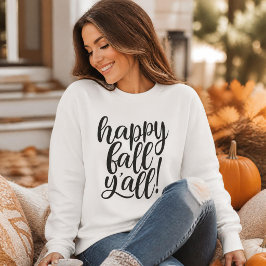 Camiseta de Moletom com Letra Trendy Happy Fall Y'