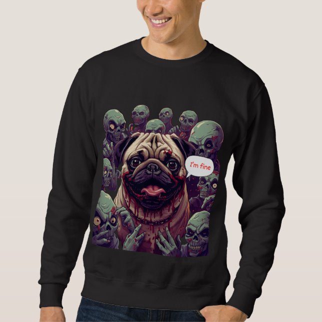 "Camiseta de Moletom de Halloween Pug Mordida de Z (Frente)