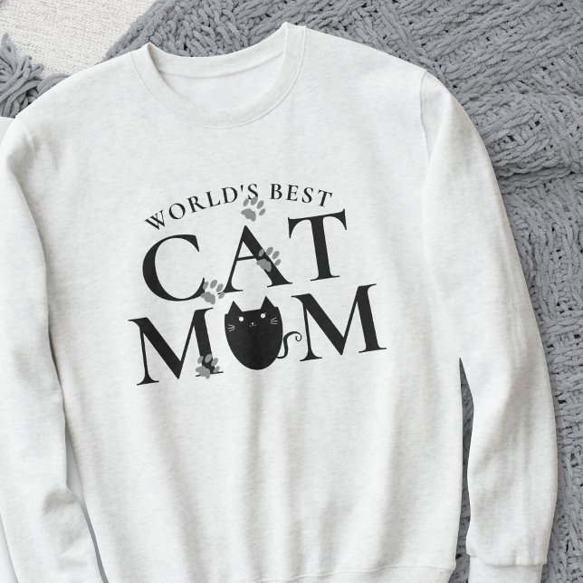 Camiseta de Moletom Fofa com Pegadas de Gata Melho (World's Best Cat Mom sweatshirt because you are the best!)