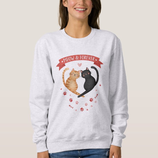 Camiseta de moletom fofa de gato para o Dia dos Na (Frente)