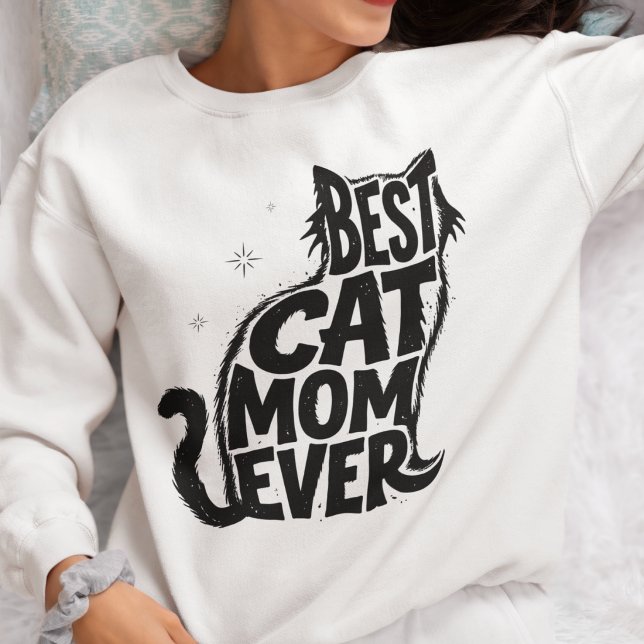 Camiseta de Moletom Gato Fofa Melhor Mãe de Gato d (Criador carregado)