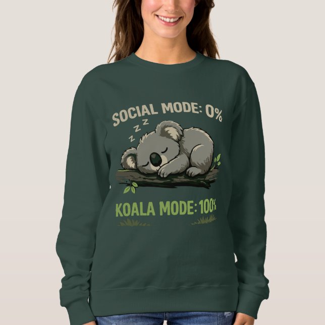 Camiseta de Moletom Modo Koala Engraçado (Frente)