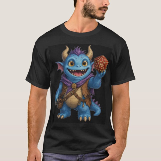 Camiseta de Monstro de Fantasia Fofo Segurando Dad (Frente)