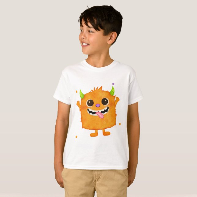 Camiseta de Monstro Fofo para Crianças, Presente d (Frente Completa)