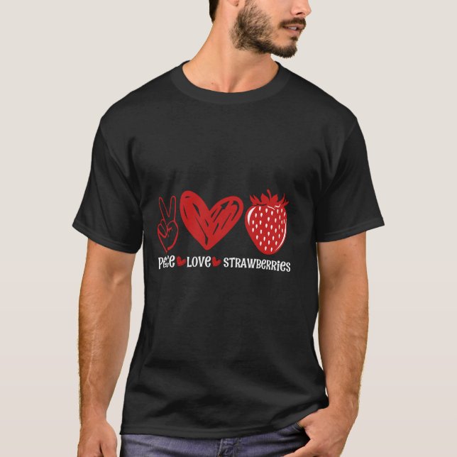 Camiseta de Morangos Fazendeiro de Morango Paz Amo (Frente)