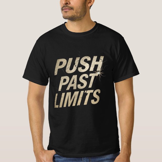 Camiseta de Motivação de Academia Push Past Limits (Frente)