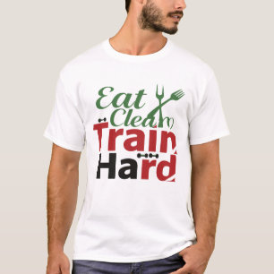 Camiseta de Motivação Fitness 'Coma Limpo Treine D