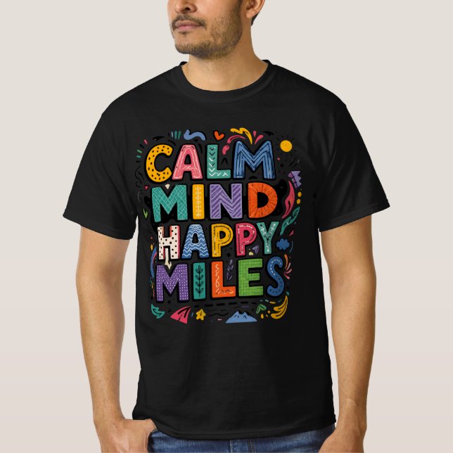 Camiseta de Motivação para Corredores Calm Mind Ha (Frente)
