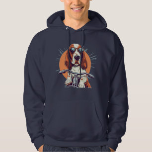 Camiseta de motociclista basset hound de desenho a