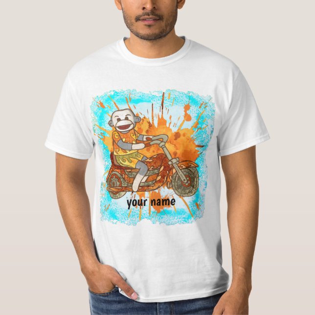 Camiseta de motociclista Sock Monkey (Frente)