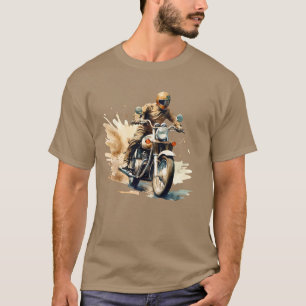 Camiseta de Motociclista Vintage em Aquarela