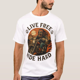 Camiseta de motoqueiro 'Viva livre, pilote duro'