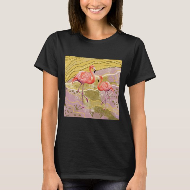 Camiseta de mulheres flamingo gráficas (Frente)