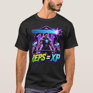 Camiseta de musculação Reps Equals XP: Level Up Ga
