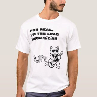 Camiseta de Música de Gato Tocando Violão Engraçad