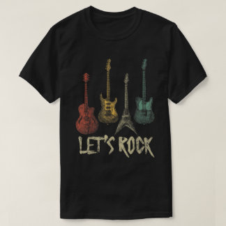 Camiseta de Música de Guitarra Retro Let's Rock