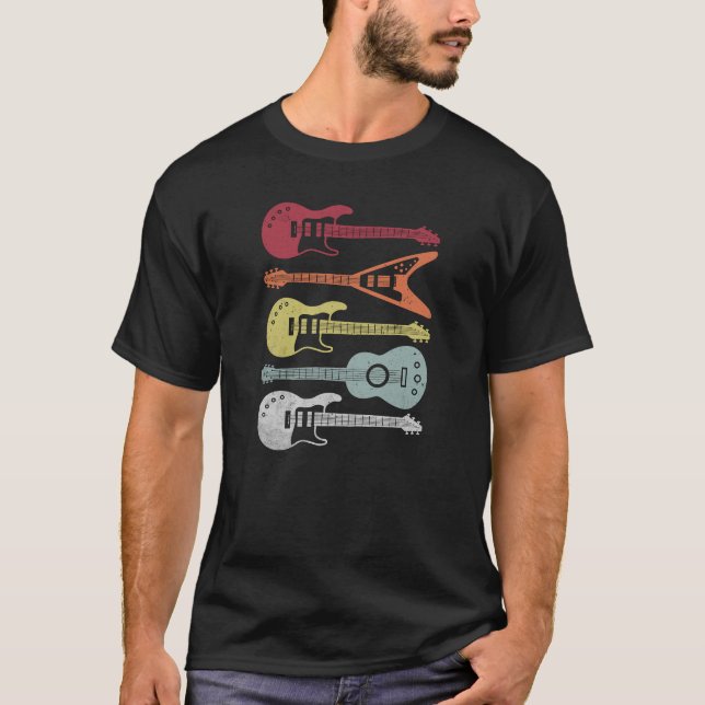 Camiseta de música Vintage retro guitars (Frente)