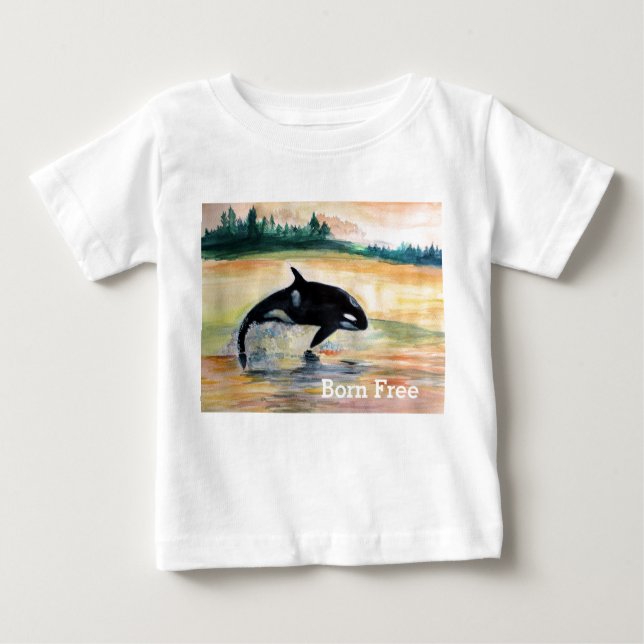 Camiseta de nascer Free Whale Baby Fine Jersey, Wh (Frente)
