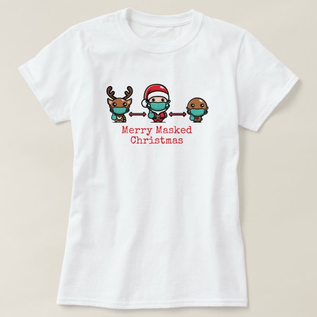 Camiseta de Natal Alegre Máscarado (Frente do Design)