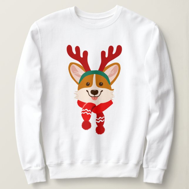 Camiseta de Natal Cachorro Corgi (Frente do Design)